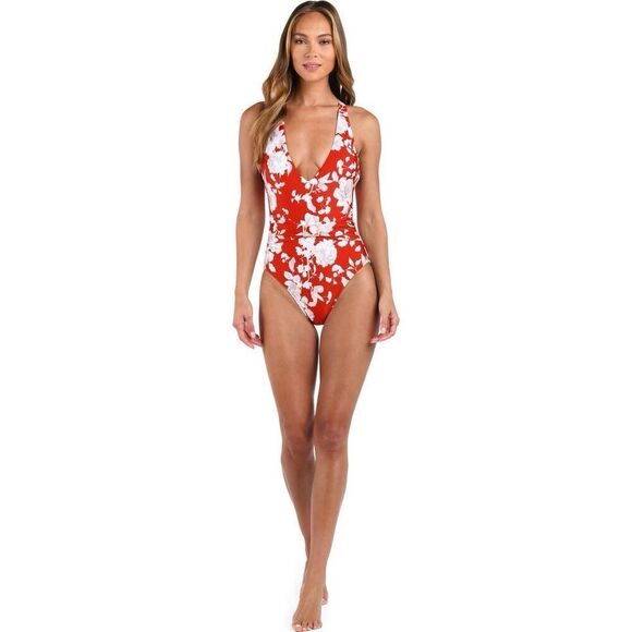 L'Agence Women's Rouge Lisa Ikebana Plunge Floral One-Piece Swimsuit Sz XL NWOT - Picture 4 of 10